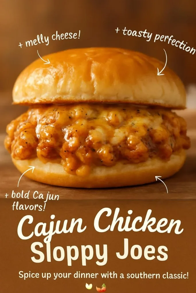 Cajun Chicken Sloppy Joes served on a plate with toppings