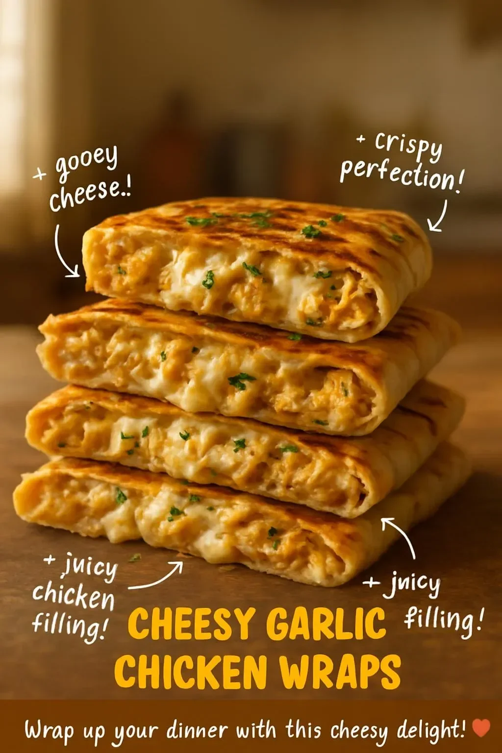 Cheesy Garlic Chicken Wraps