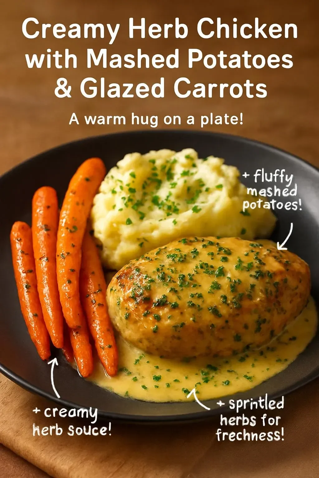 Creamy Herb Chicken with Mashed Potatoes & Glazed Carrots: A Complete Comfort Food Dinner