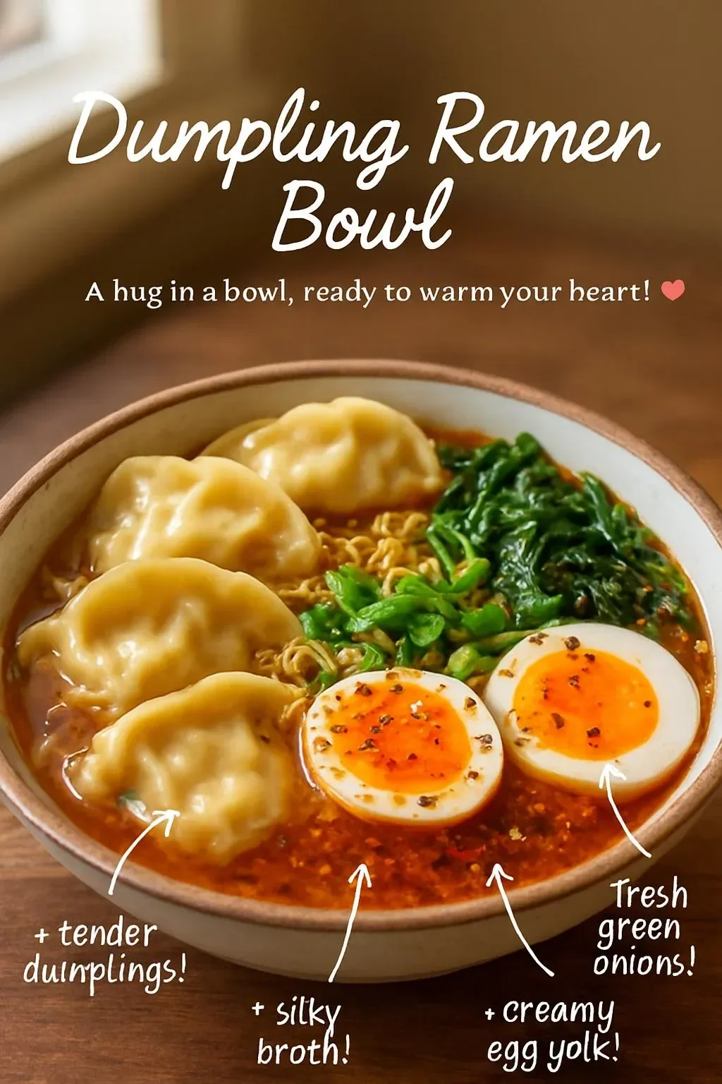 Delicious Dumpling Ramen Bowl filled with dumplings and rich broth.