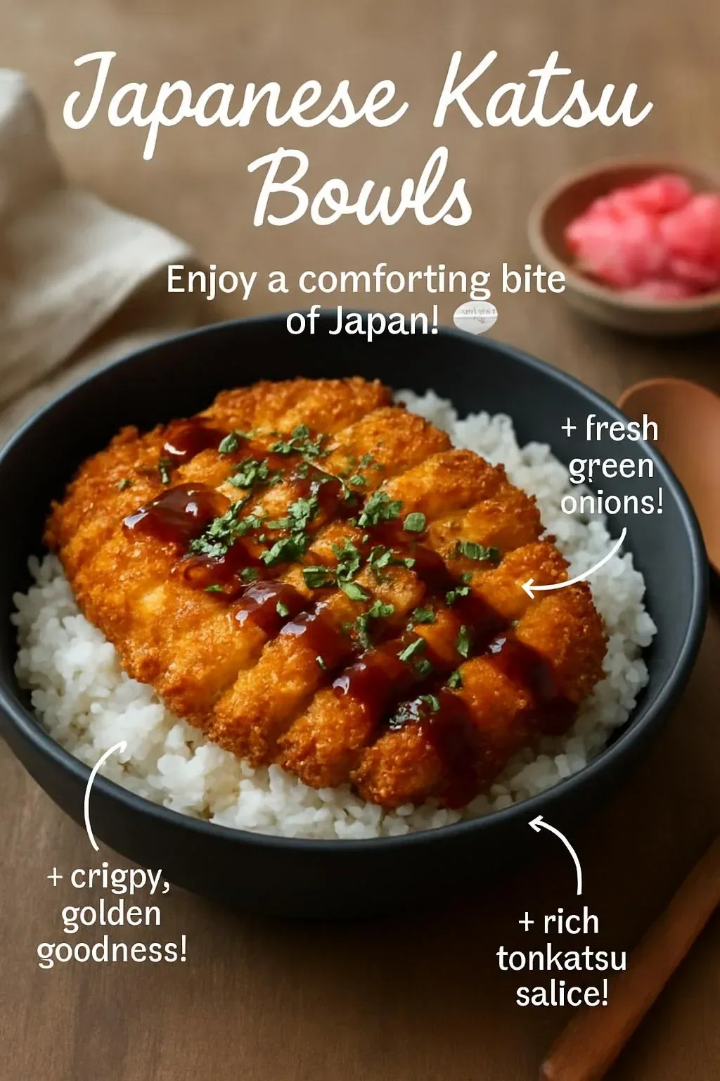 Delicious Japanese katsu bowls served with crispy fried meat over rice