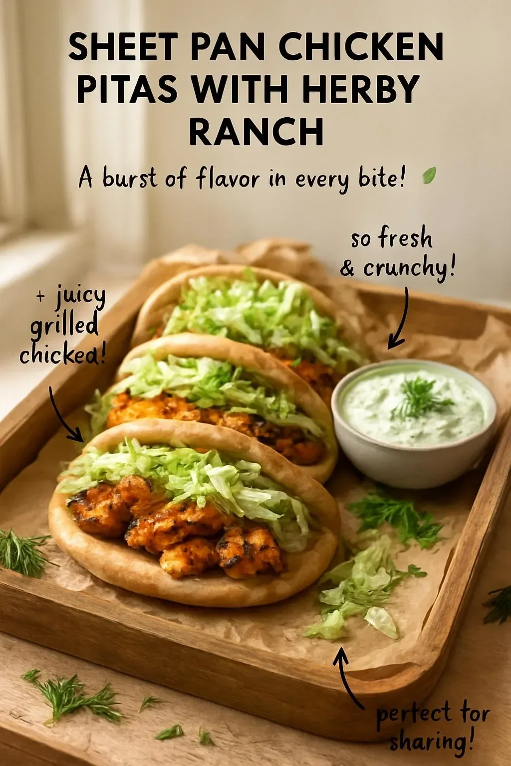Sheet Pan Chicken Pitas with Herby Ranch