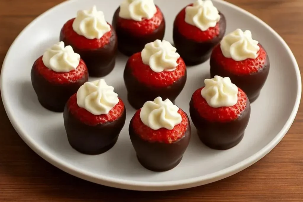 Chocolate-covered cheesecake strawberries are a delicious dessert option.