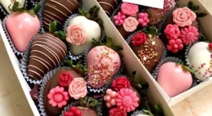 Delicious chocolate covered strawberries ready for enjoyment.