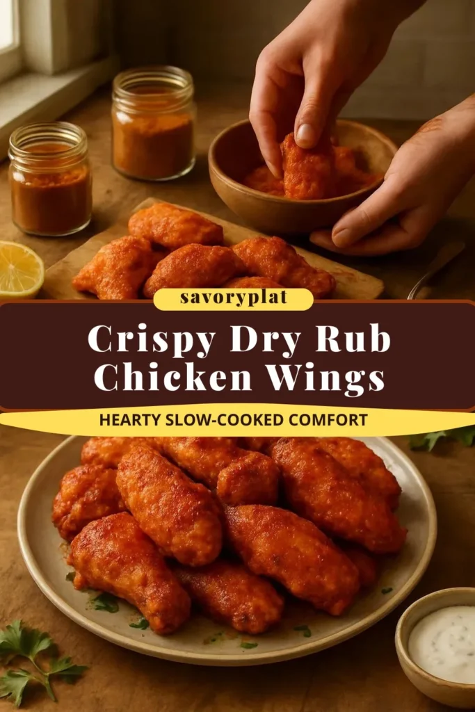 Crispy dry rub chicken wings seasoned with spices