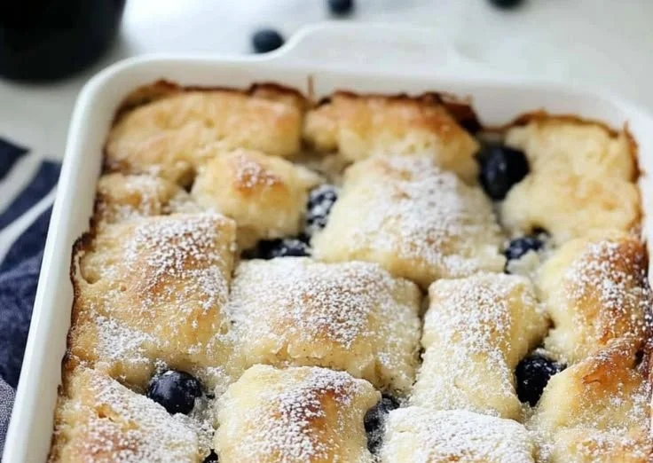Delicious pancake casserole with syrup and berries on a white plate